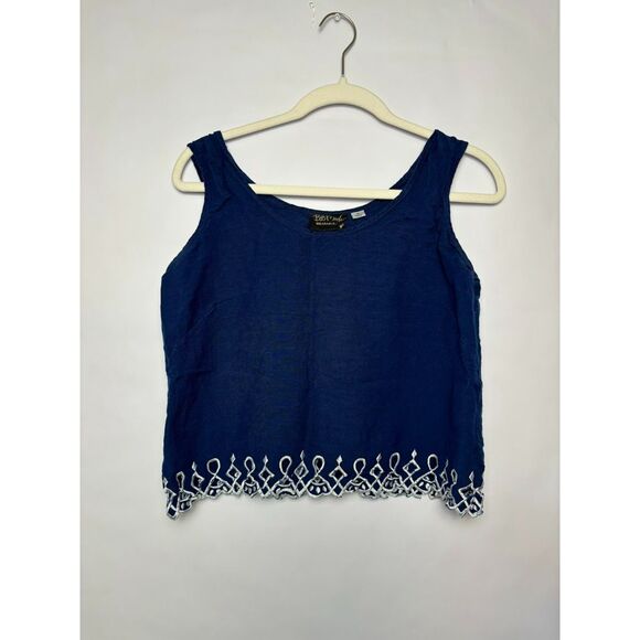 Bob Mackie Wearable Art Two Piece Linen Top and Jacket Open Front Eyelet size M - Picture 5 of 7